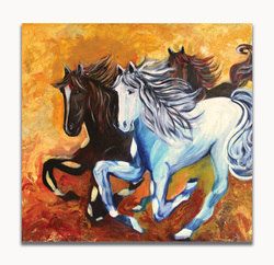 Horse fidelity Size: 39 x 38 x 0.5 in.Medium used: Acrylic 